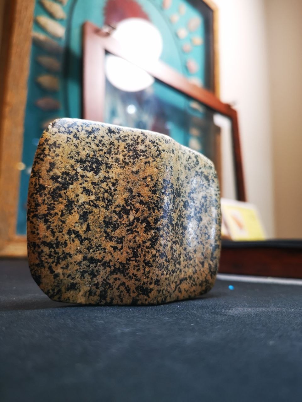 Artifact documentation — ground stone celt in display